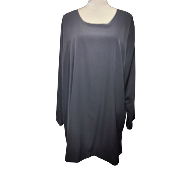 NWT Vintage Anywear Josie Natori 2X Reversible Tunic Top Black Tan Long Sleeve - Picture 1 of 8